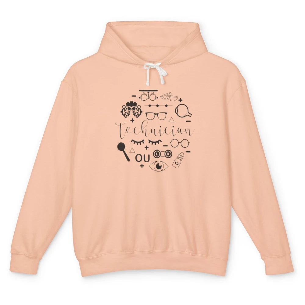 Optometry Symbols Eyeglasses Optician Optometrist Technician Unisex Lightweight Hoodie