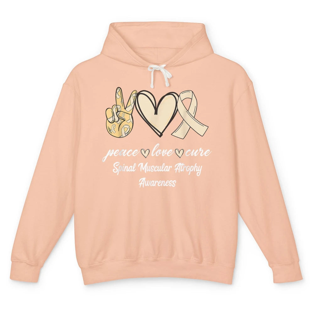Peace Love Cure Cream Ribbon Spinal Muscular Atrophy SMA Unisex Lightweight Hoodie