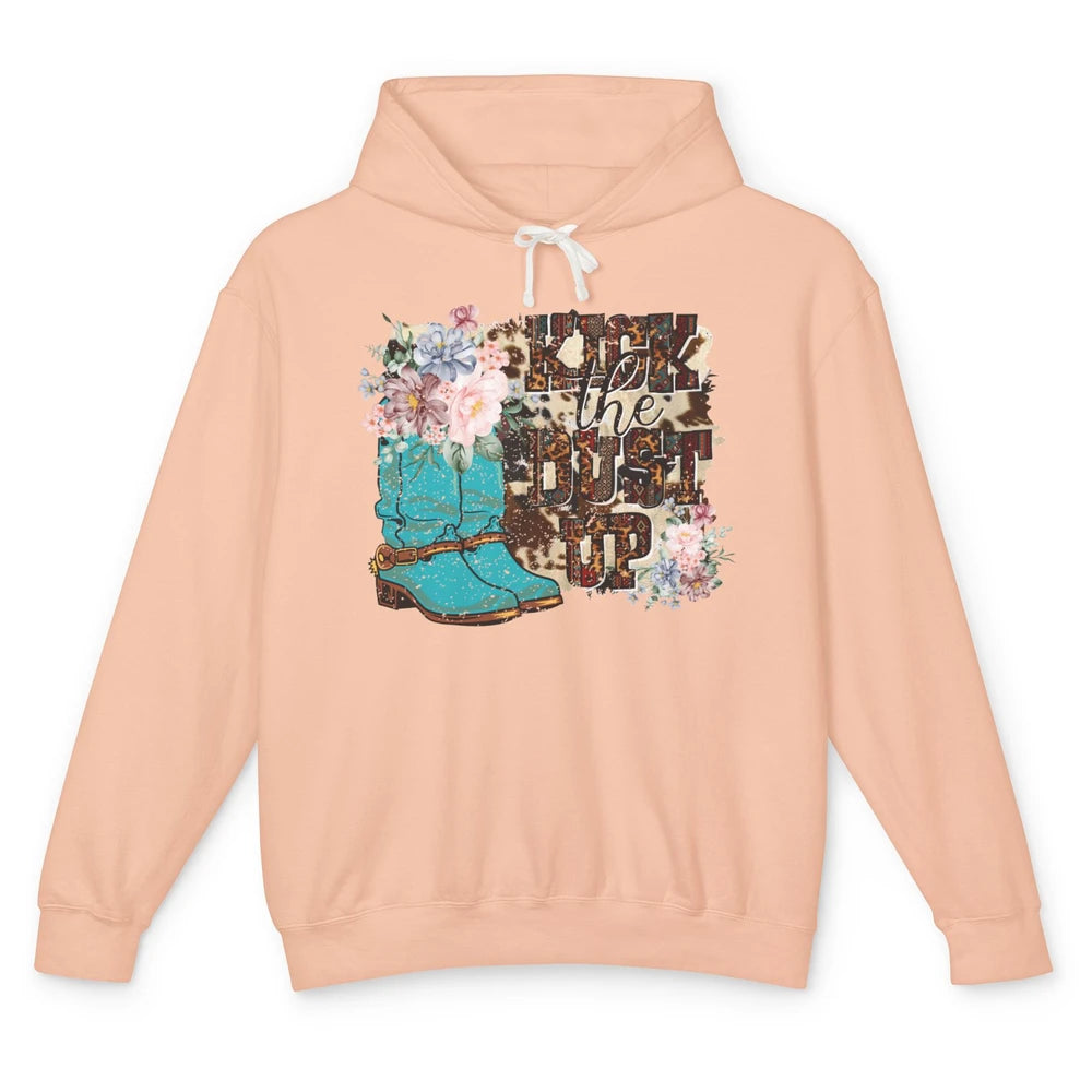 Retro Floral Cowgirl Boot Kick The Dust Up Western Country Unisex Lightweight Hoodie