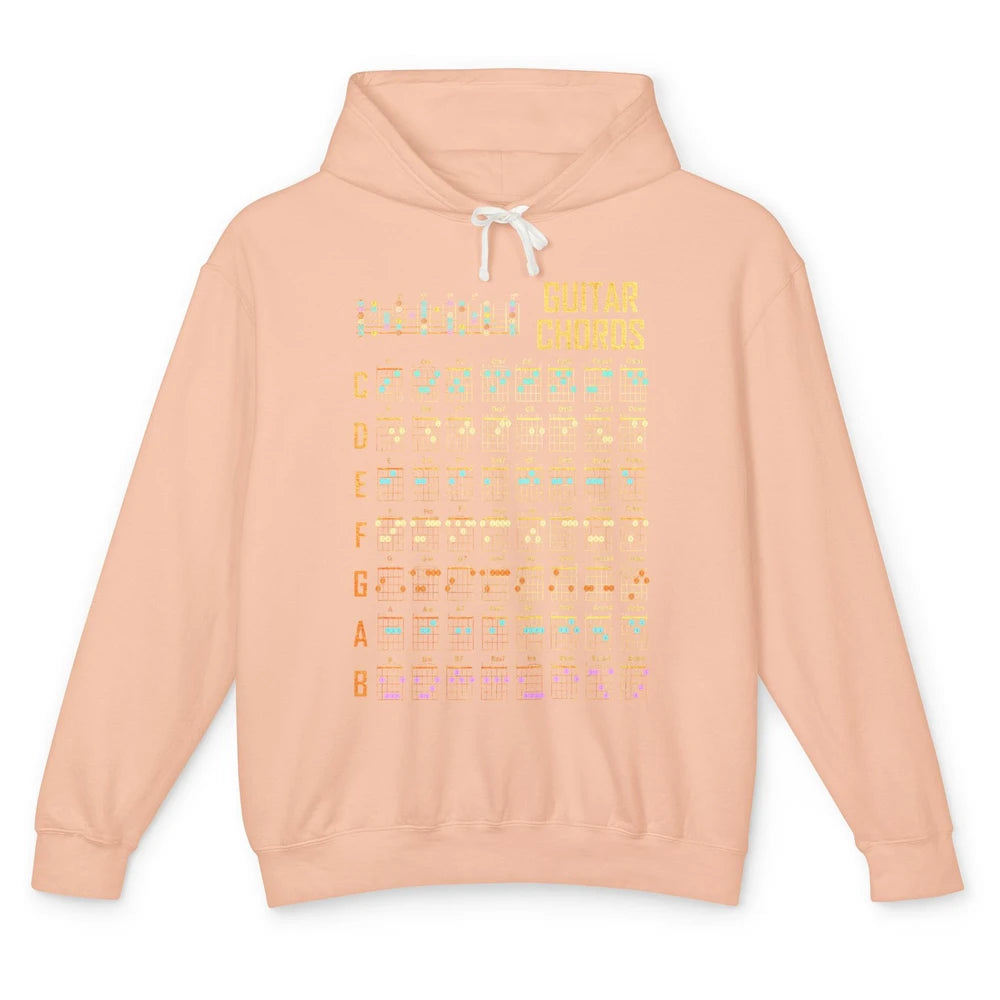 Music Art Guitar Chords Retro Guitarist Play Guitar Musician Unisex Lightweight Hoodie