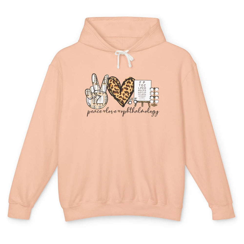 Peace Love Ophthalmology Leopard Heart Optician Optometrist Unisex Lightweight Hoodie