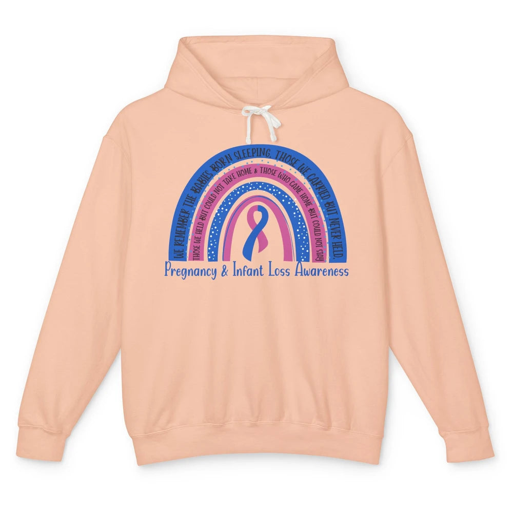 Pregnancy Infant Loss Awareness Rainbow Remember The Babies Unisex Lightweight Hoodie