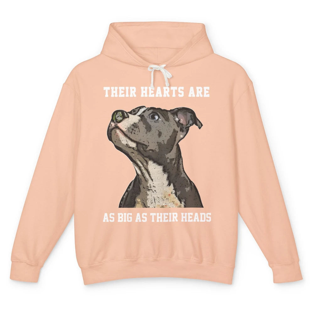 Pitbull Hearts Are As Big As Their Heads Pittie Mom Dad Unisex Lightweight Hoodie