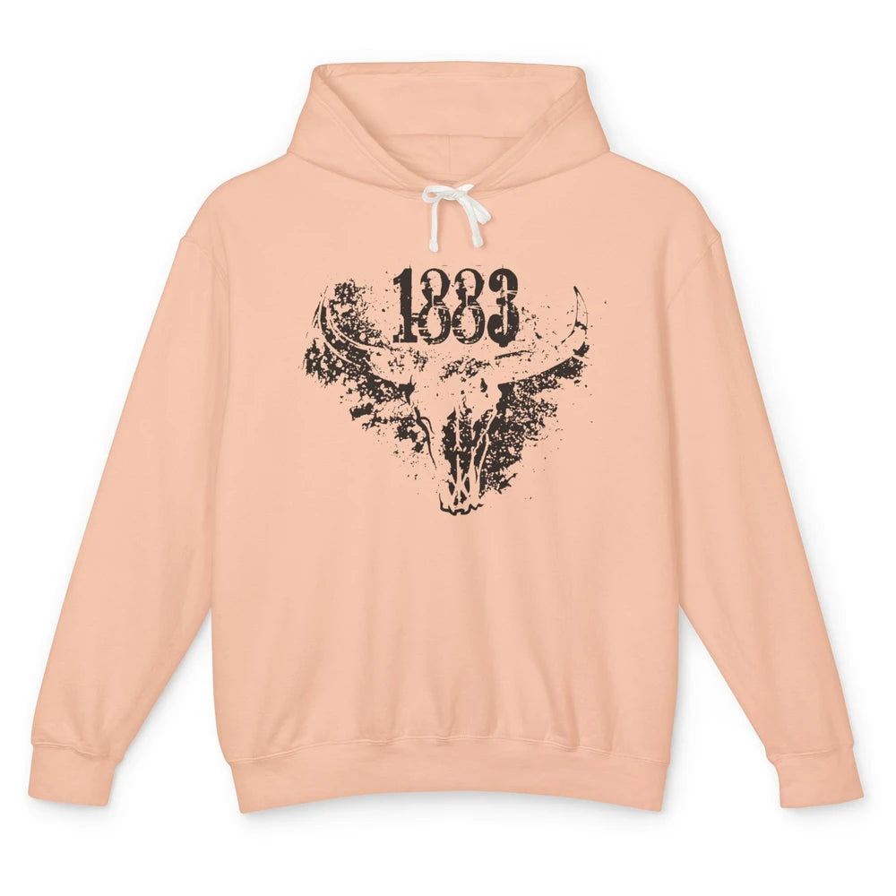 Retro Bull Skull 1883 Country Year Cowboys Western Country Unisex Lightweight Hoodie