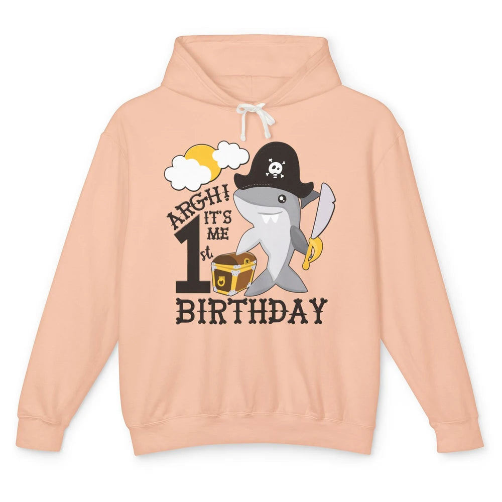 Pirate Shark 1st Birthday Party 1st Birthday Boy Girl Gift Unisex Lightweight Hoodie