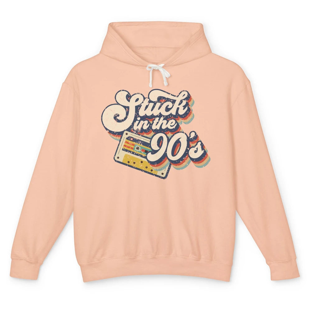 Retro Cassette Stuck In The 90s 1990s Born Birthday Day Gift Unisex Lightweight Hoodie