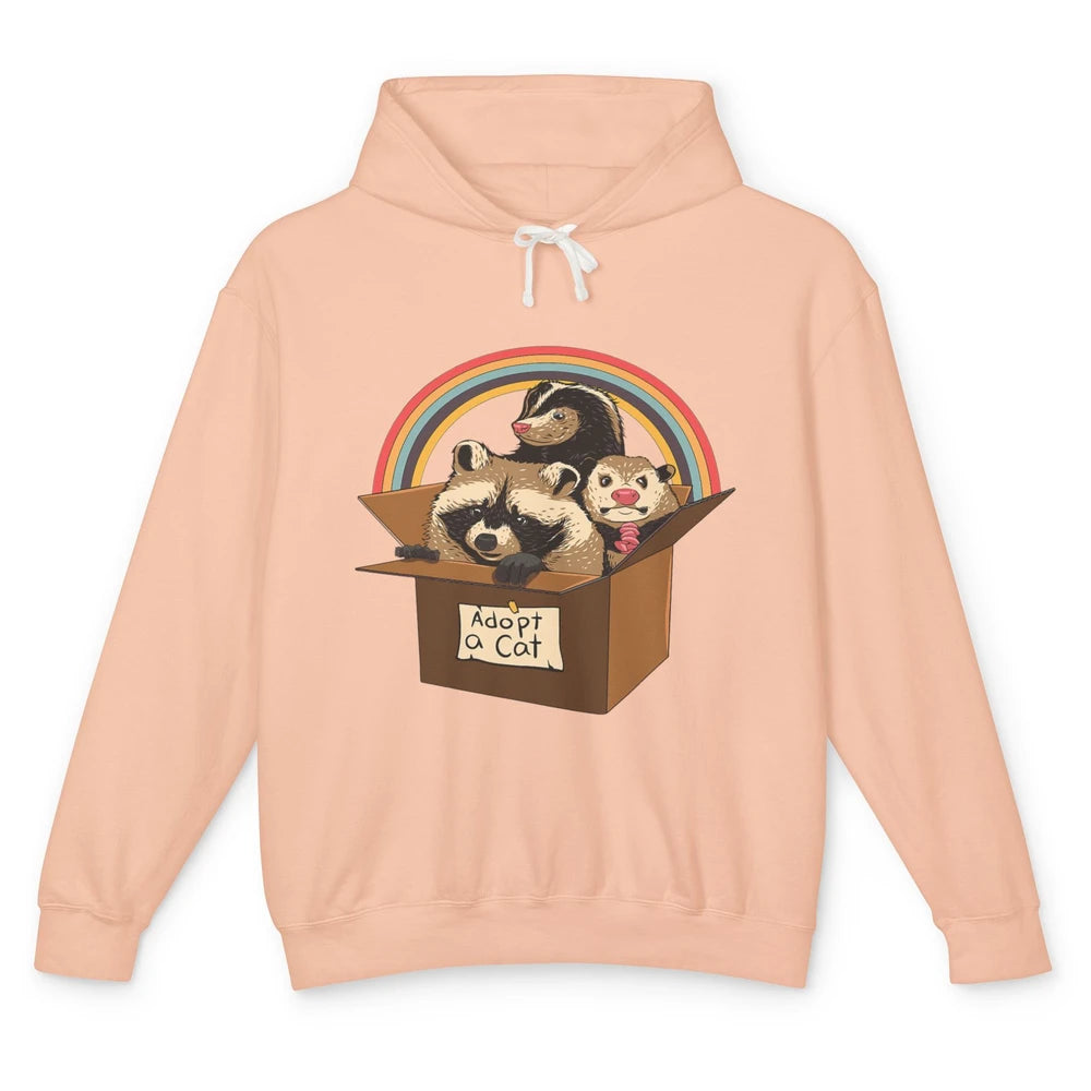 Retro Adopt A Cat Raccoon Panda Skunk Possum Adoption Street Unisex Lightweight Hoodie