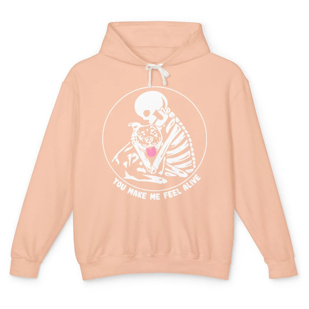 Pit Bull You Make Me Feel Alive Skeleton Pit Bull Dog Lovers Unisex Lightweight Hoodie