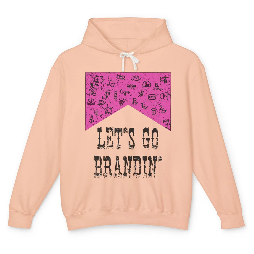 Retro Cowboy Hat Let's Go Brandin' Western Country Symbols Unisex Lightweight Hoodie