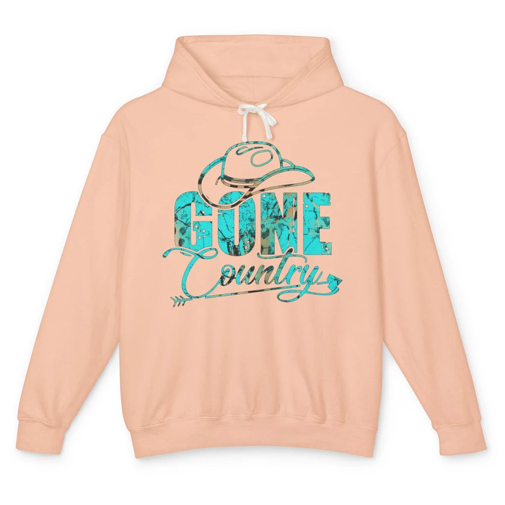 Retro Cowboy Hat Gone Country Western Country Cowgirl Gift Unisex Lightweight Hoodie