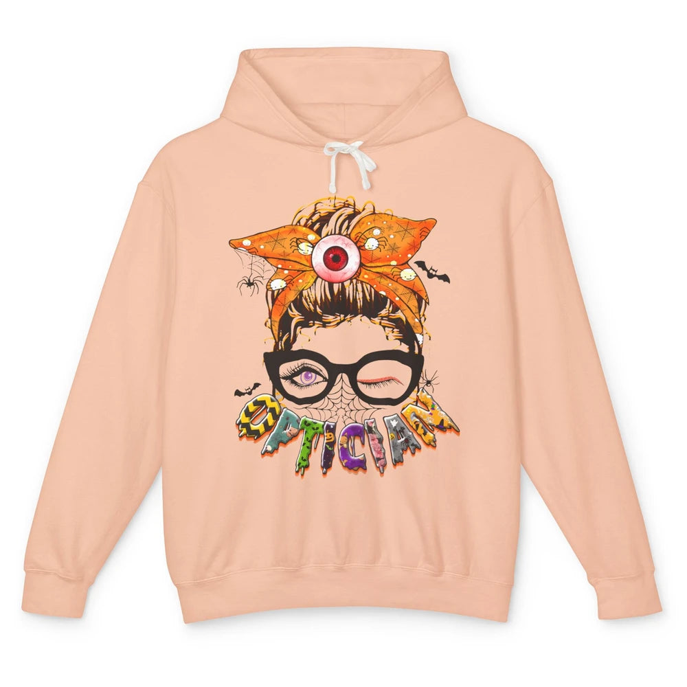 Optician Halloween Women Messy Bun Optometrist Ophthalmic Unisex Lightweight Hoodie