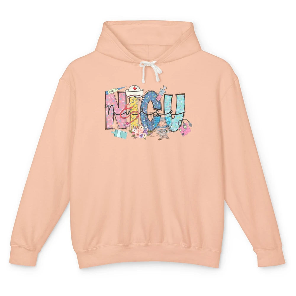 Nicu Nurse Registered Therapist Nursing Floral Leopard Care Unisex Lightweight Hoodie