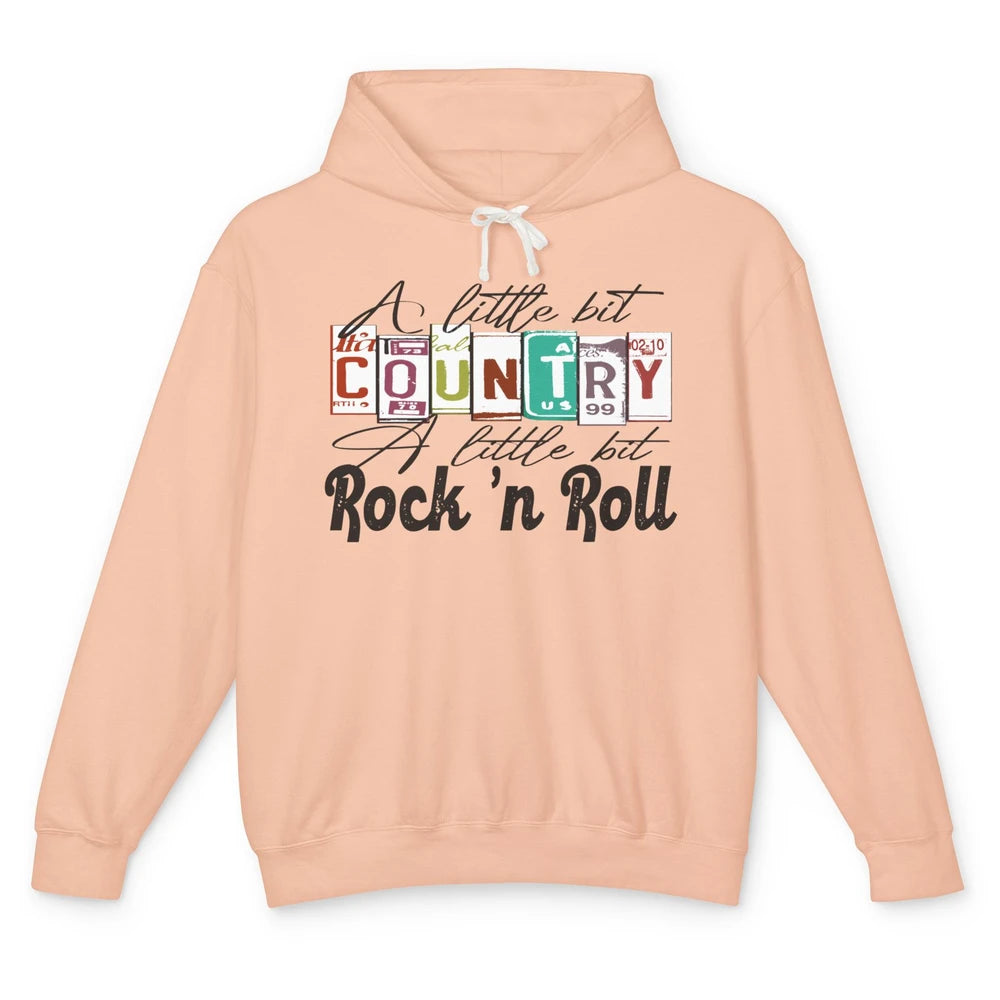 Retro A Little Bit Country A Little Bit Rock n Roll Western Unisex Lightweight Hoodie