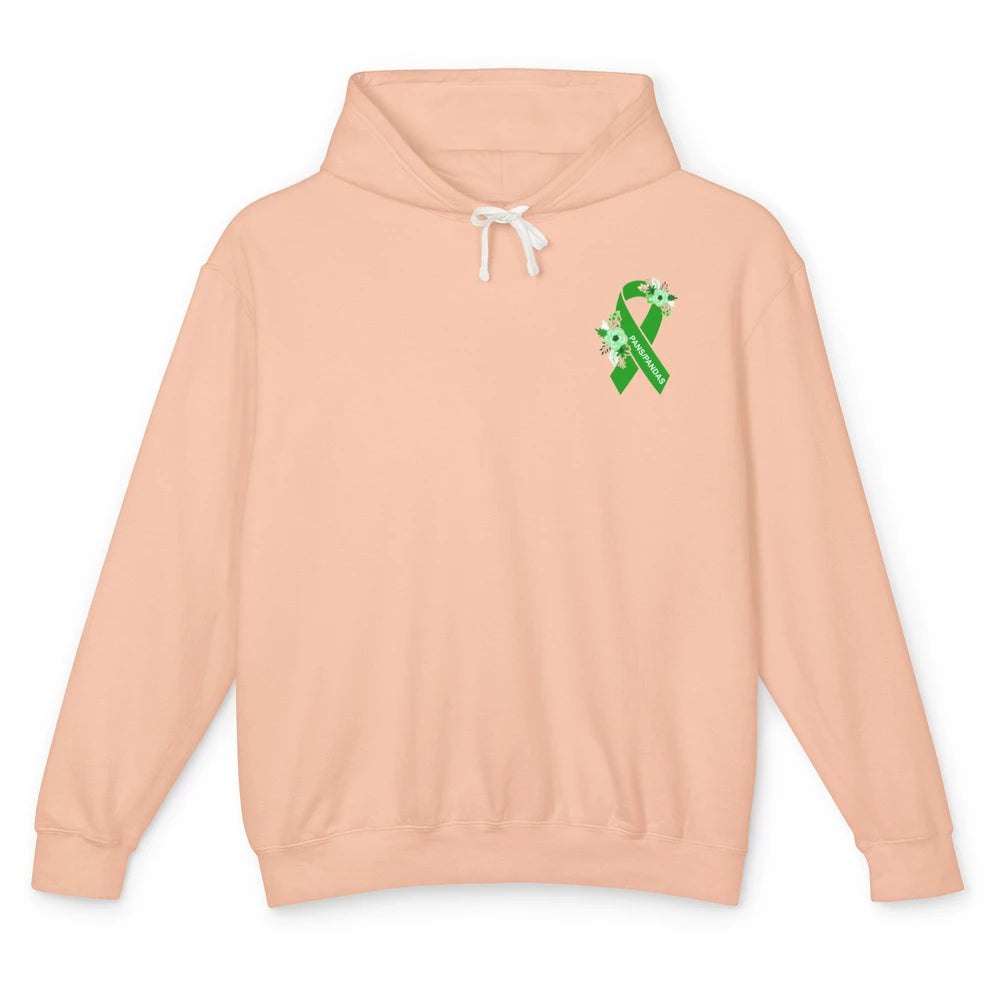 PANS/PANDAS Awareness Floral Green Ribbon Pans Disease Unisex Lightweight Hoodie