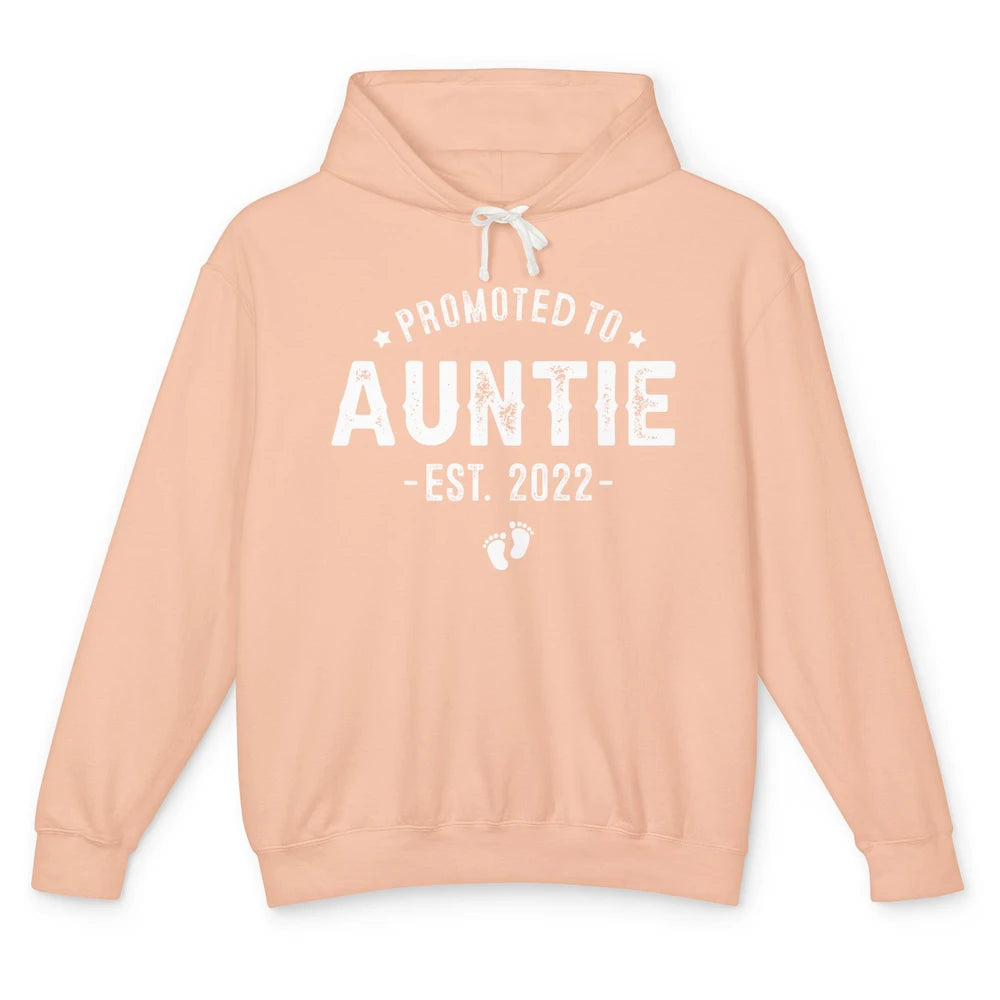 Promoted To Auntie Est 2022 Auntie To Be Pregnancy Reveal Unisex Lightweight Hoodie
