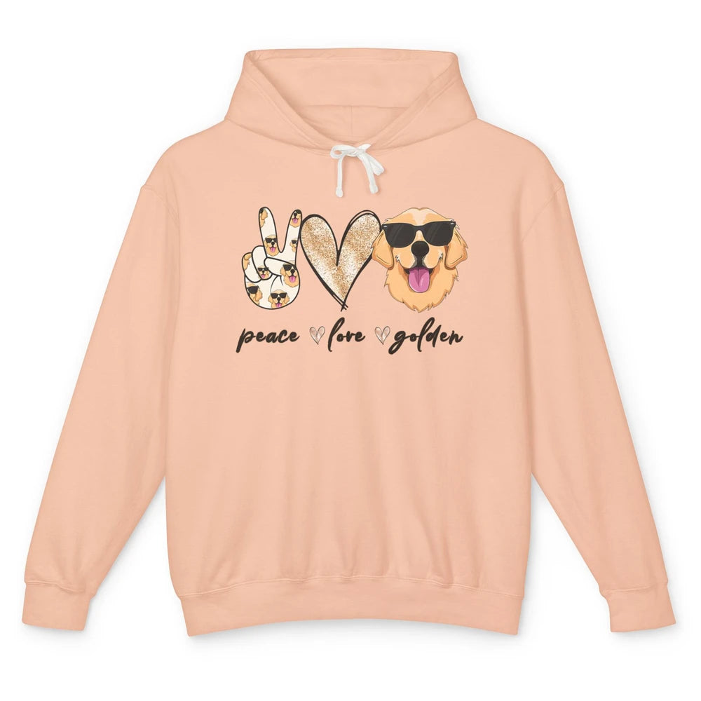 Peace Love Golden Dog Lover Golden Retriever Dad Mom Gift Unisex Lightweight Hoodie