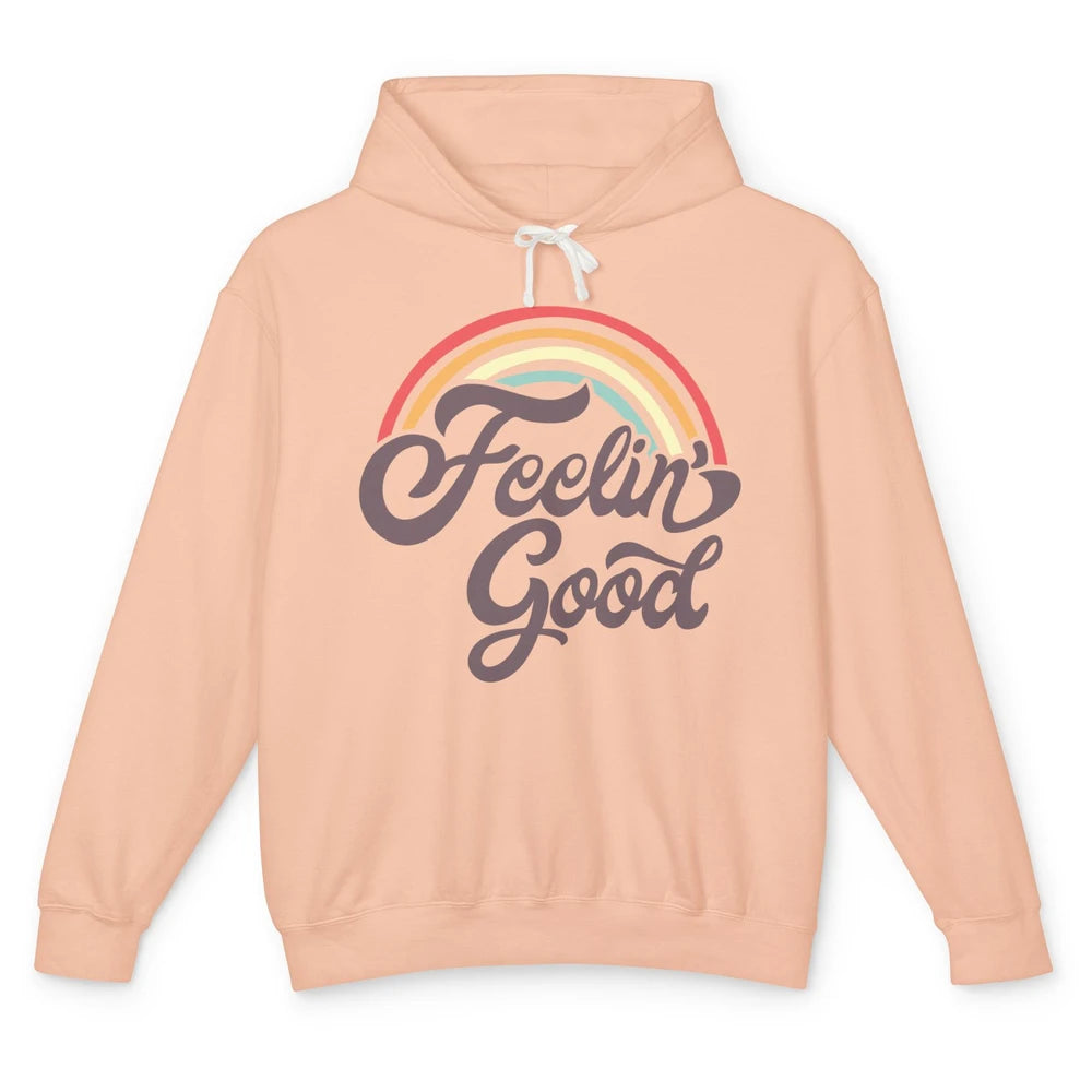 Retro Rainbow Feeling Good Hippie Summer Vintage Positive Unisex Lightweight Hoodie