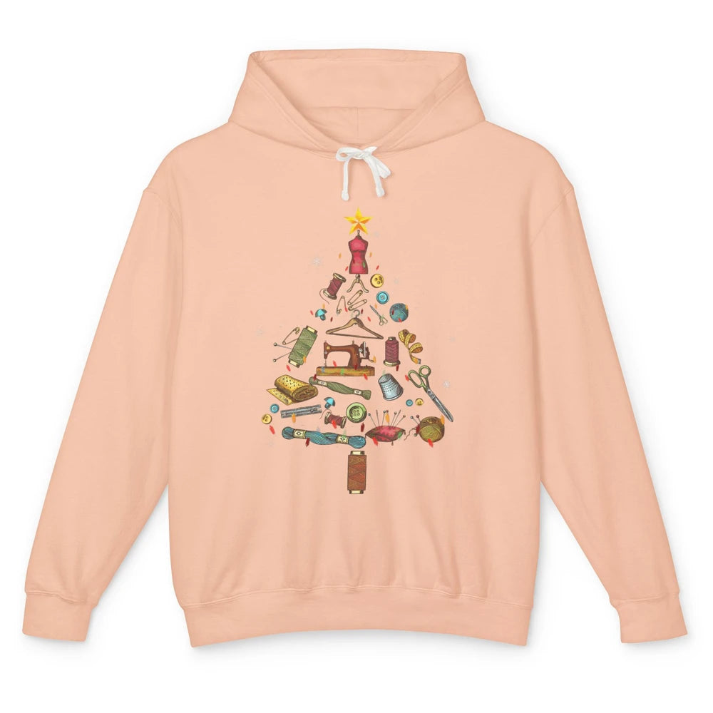 Merry Christmas Sewing Yarn Quilting Xmas Tree Sew Machine Unisex Lightweight Hoodie