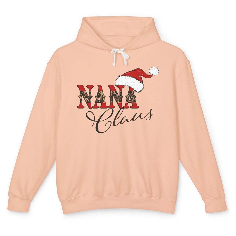 Nana Claus Western Nana Santa Hat Christmas Grandma Leopard Unisex Lightweight Hoodie