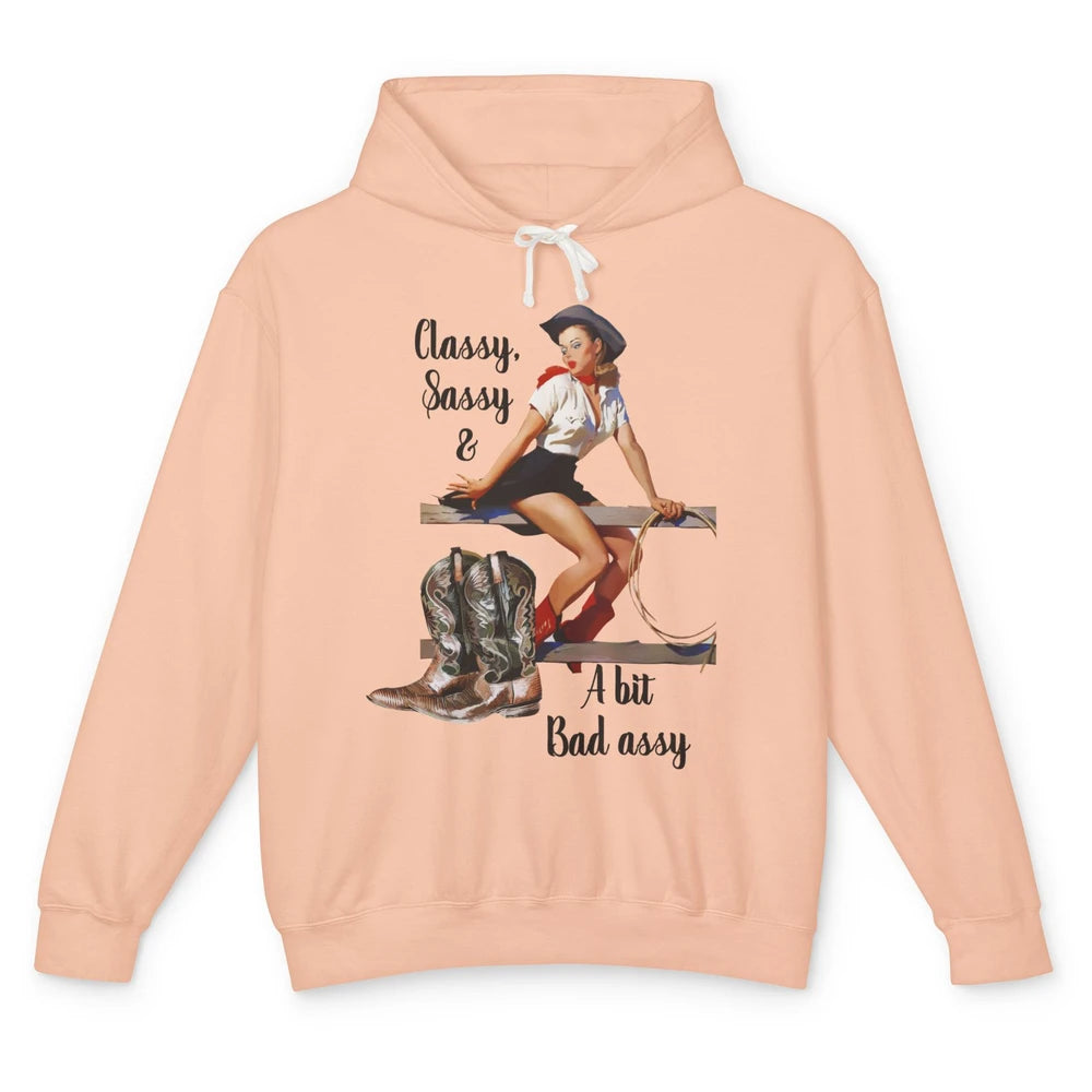 Retro Cowgirl Boots Classy Sassy Western Country Cowboy Gift Unisex Lightweight Hoodie