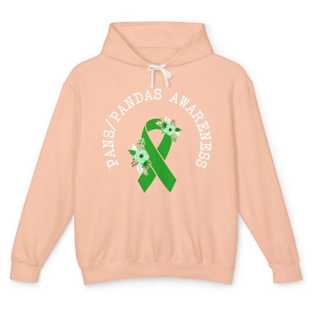 PANS/PANDAS Awareness Floral Green Ribbon Pans Disease Unisex Lightweight Hoodie