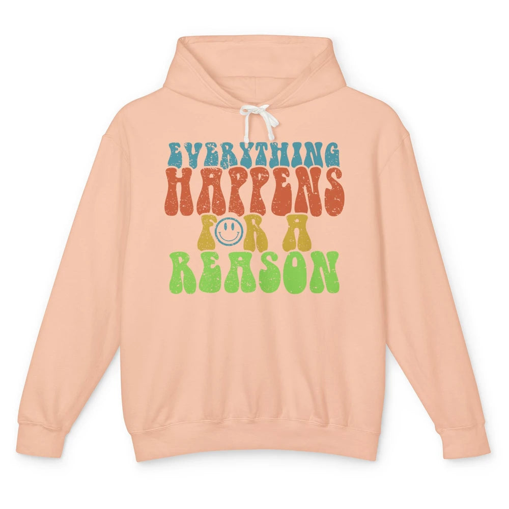 Retro Everything Happens For A Reason Mental Health Peace Unisex Lightweight Hoodie