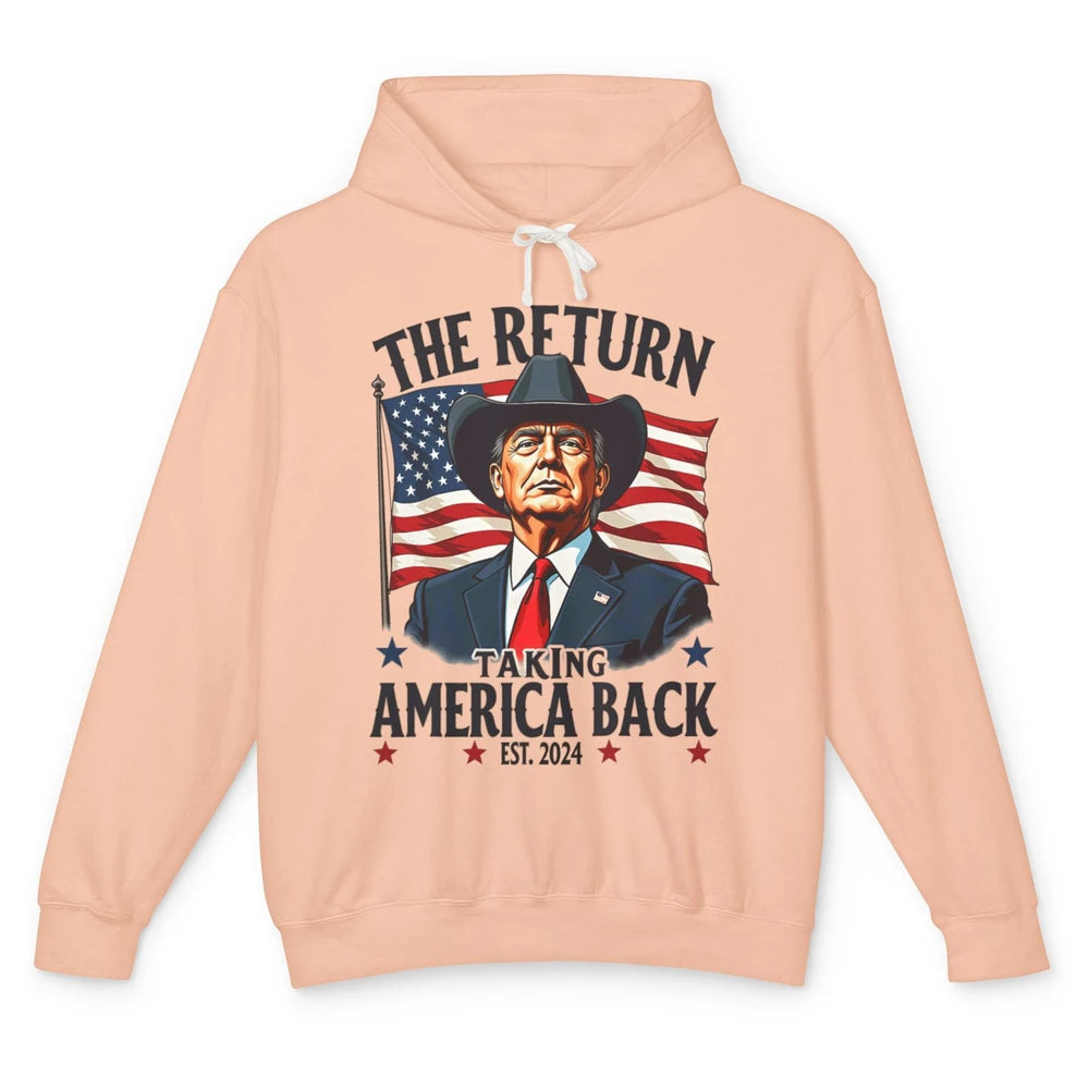 Patriotic President Donald Trump Cowboy Taking America Back Republican Political Rodeo USA Unisex Lightweight Hoodie