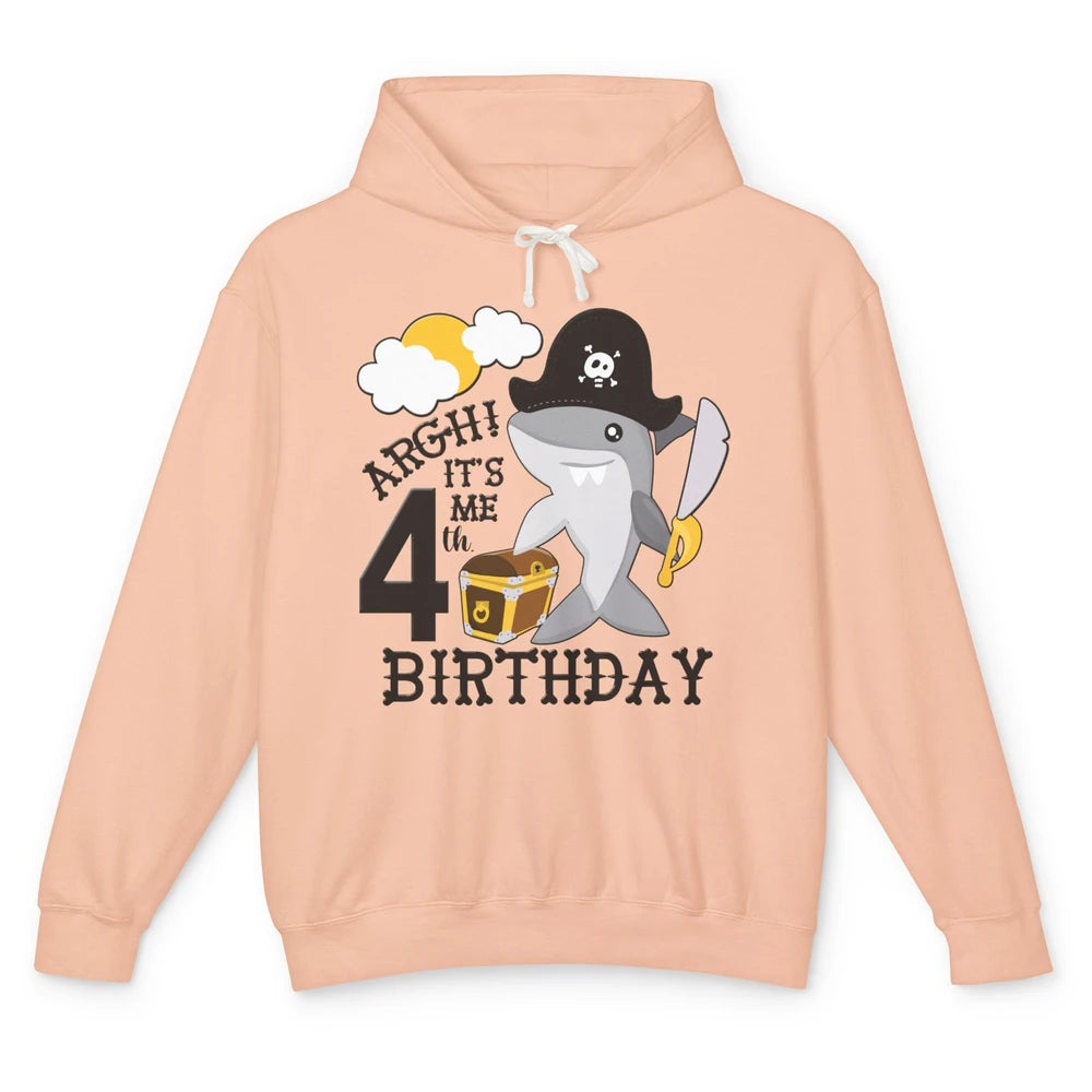 Pirate Shark 4th Birthday Party 4th Birthday Boy Girl Gift Unisex Lightweight Hoodie