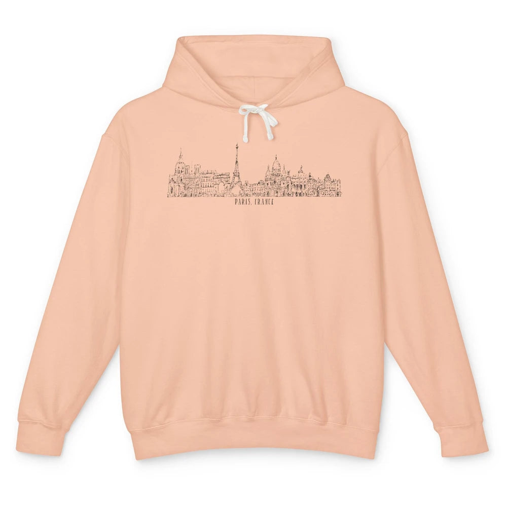 Paris Eiffel Tower Souvenir Travel France Gift Paris Skyline Unisex Lightweight Hoodie
