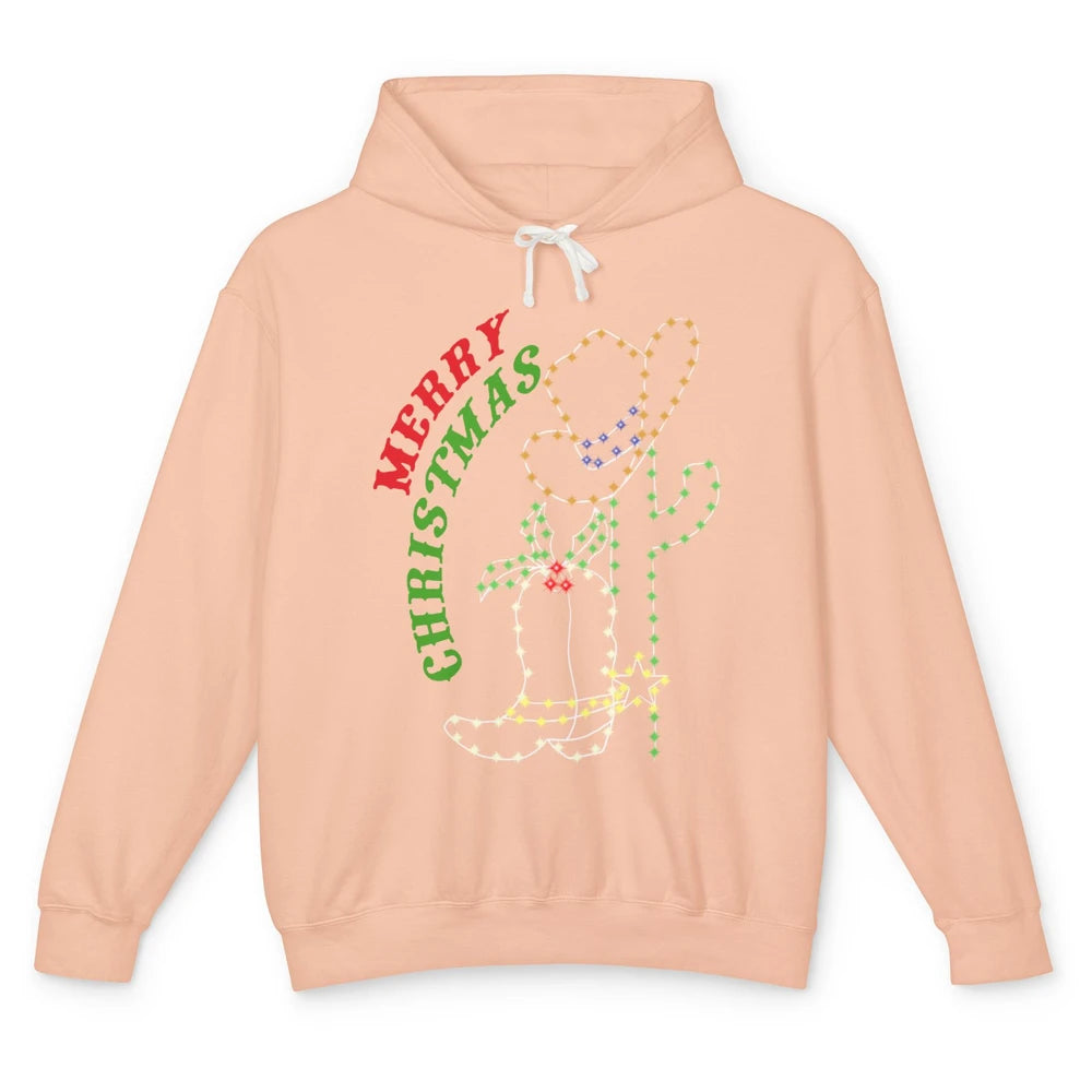Retro Cowboy Merry Christmas Western Country Cowgirl Costume Unisex Lightweight Hoodie