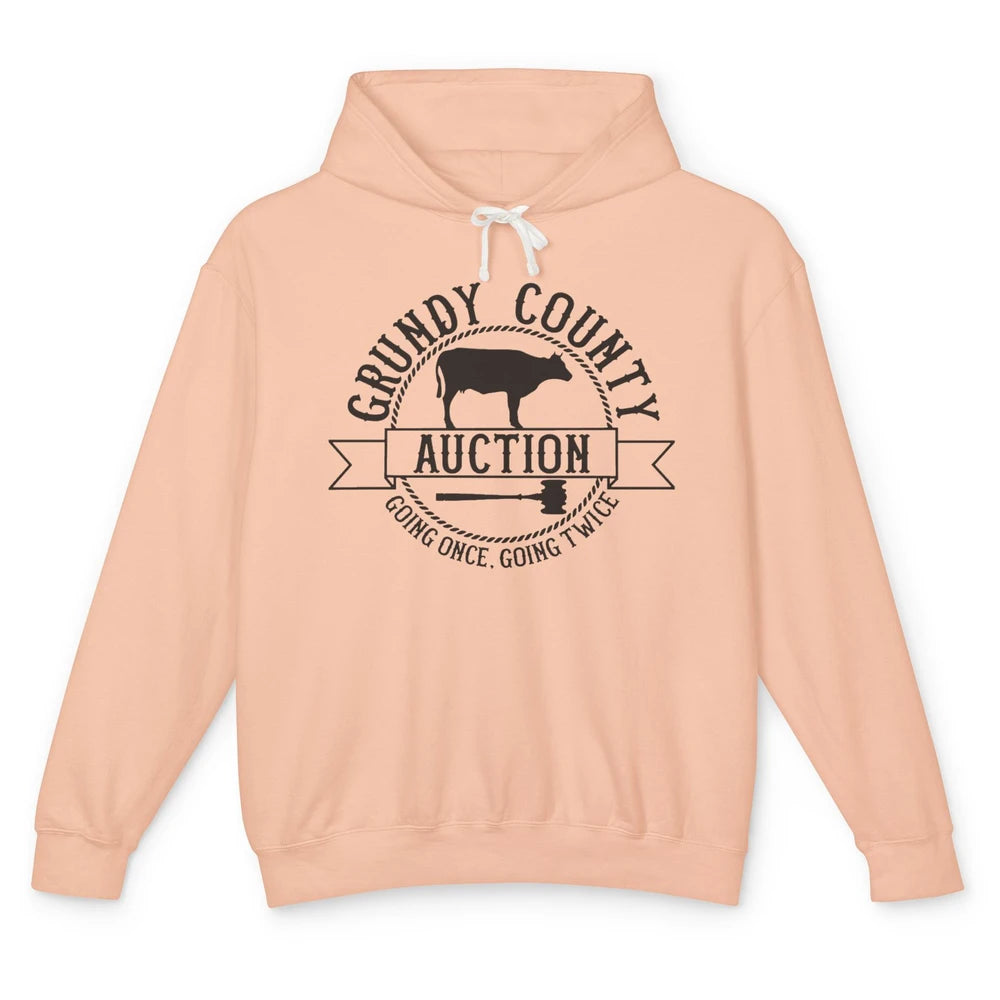 Retro Cow Cattle Grundy County Auction Western Country Farm Unisex Lightweight Hoodie