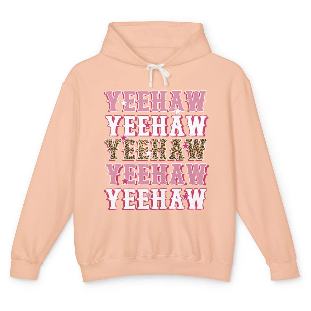 Retro Leopard Yeehaw Western Country Cowboy Cowgirl Costume Unisex Lightweight Hoodie