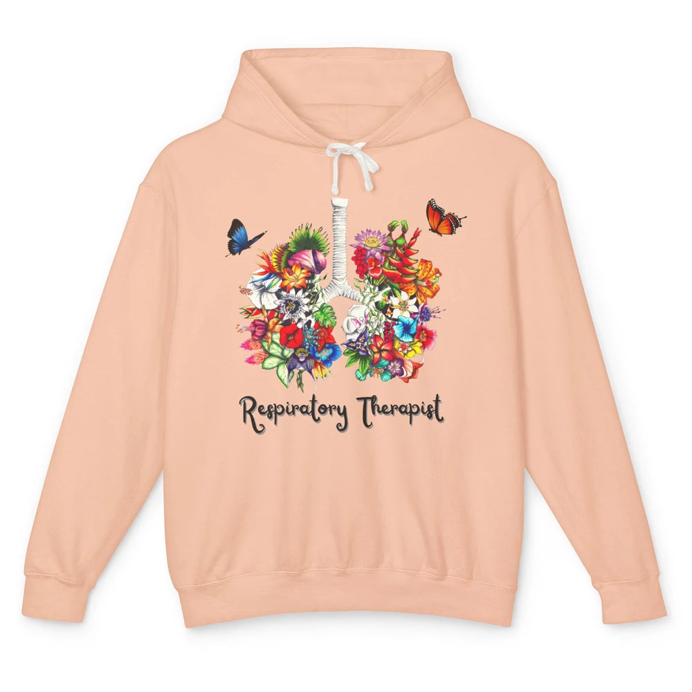 Respiratory Therapy Floral Lung Respiratory Therapist Gift Unisex Lightweight Hoodie