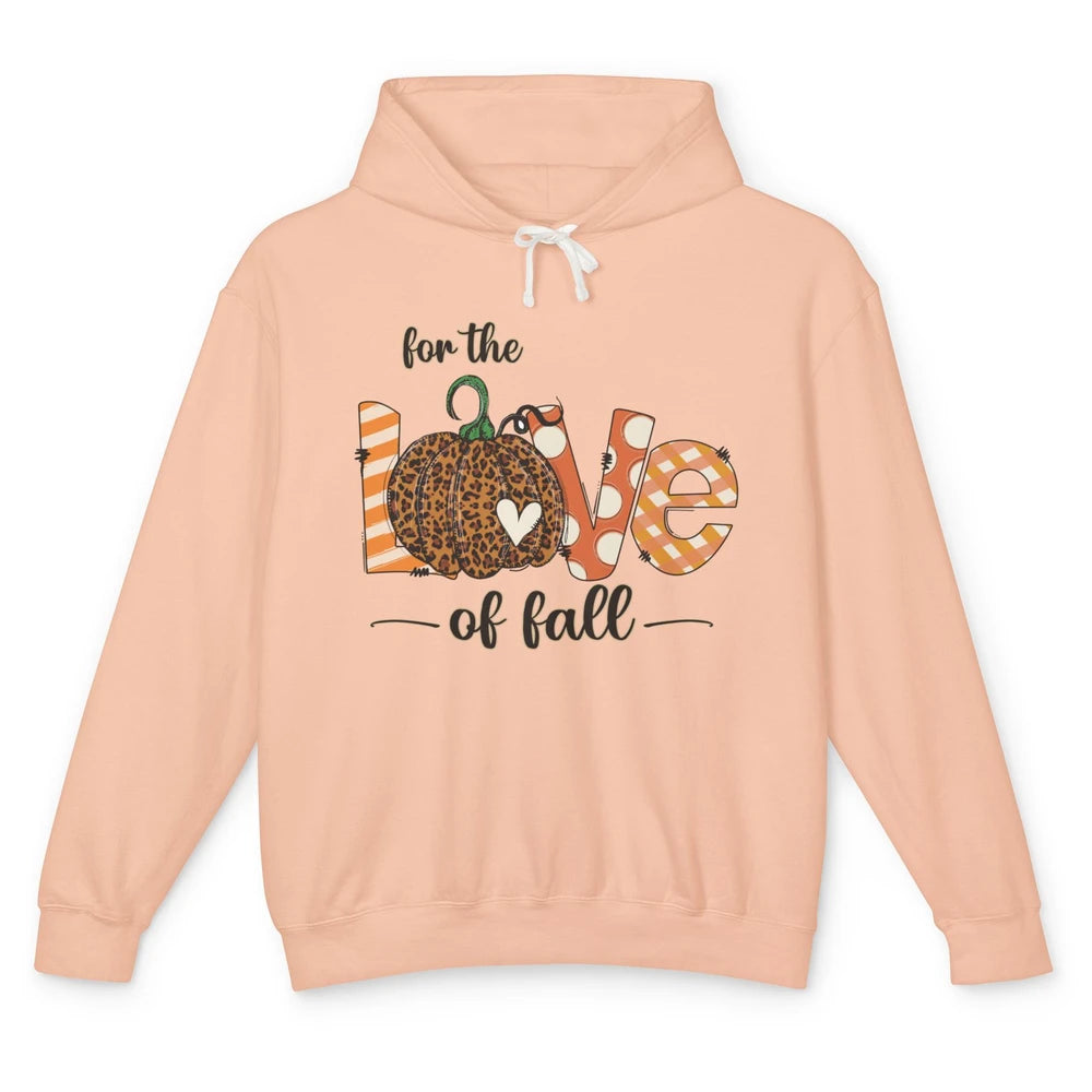 Retro Love Fall Y'All Leopard Pumpkin Heart Halloween Fall Unisex Lightweight Hoodie