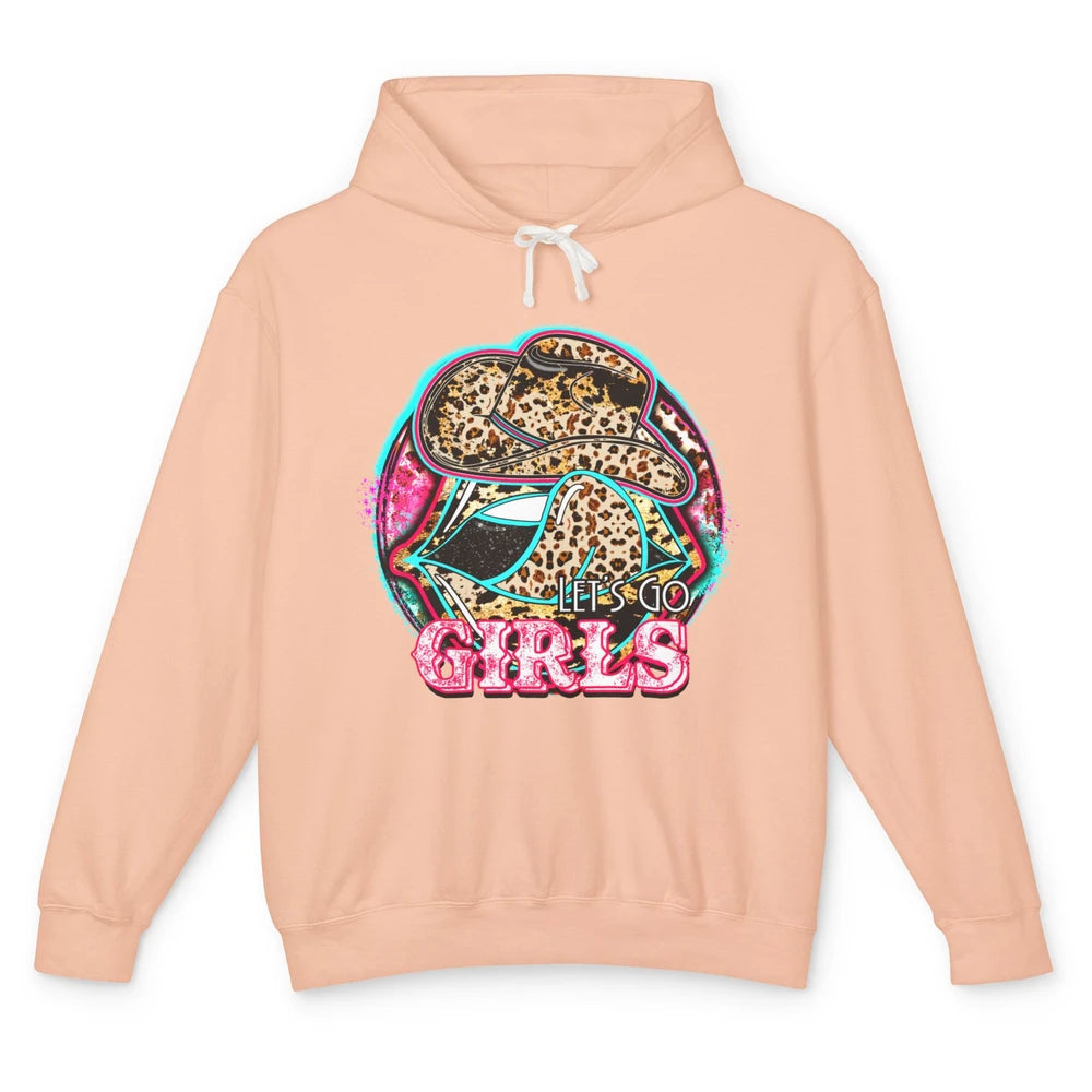 Retro Leopard Cowboy Boots Let's Go Girls Western Cowgirls Unisex Lightweight Hoodie