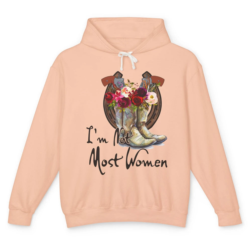 Retro Floral Cowgirl Boots I'm Not Most Women Western Cowboy Unisex Lightweight Hoodie