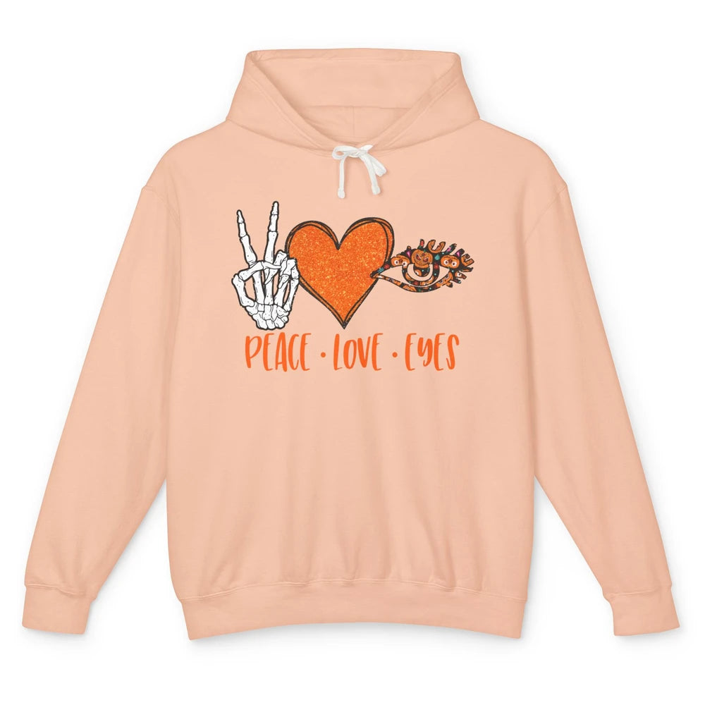 Optician Halloween Peace Love Eyes Optometrist Pumpkin Gift Unisex Lightweight Hoodie