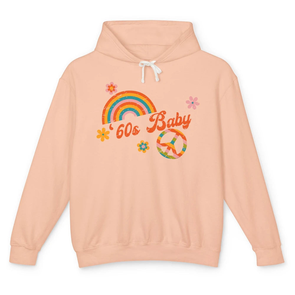 Retro Rainbow 60s Baby Made In 60s 1960s Born Birthday Day Unisex Lightweight Hoodie