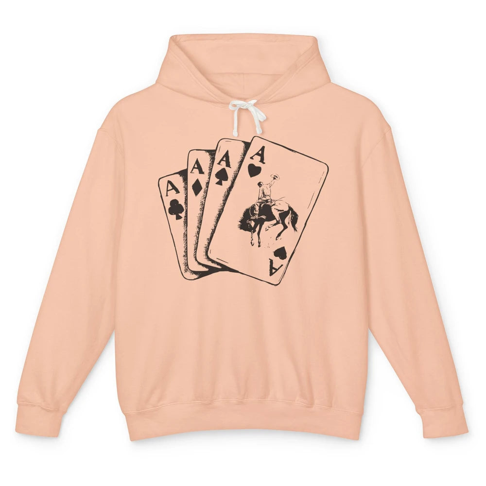 Punchy Cowboy Hold Your Horses Cards Western Country Rodeo Unisex Lightweight Hoodie
