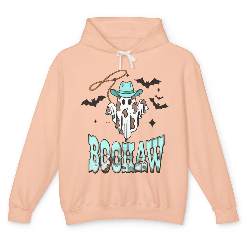 Retro Halloween Boohaw Cowboy Ghost Spooky Western Halloween Unisex Lightweight Hoodie