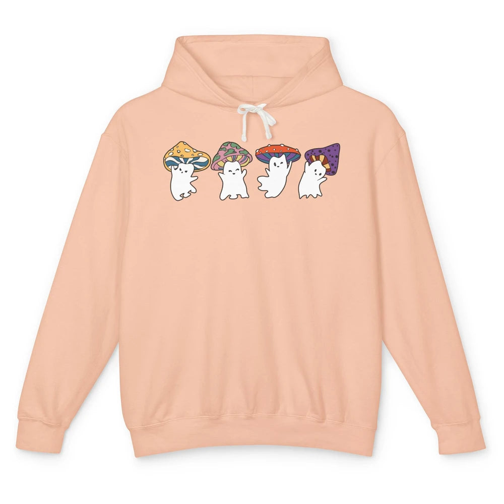 Cute Mushroom Ghost Funny Halloween Spooky Mushroom Lovers Unisex Lightweight Hoodie