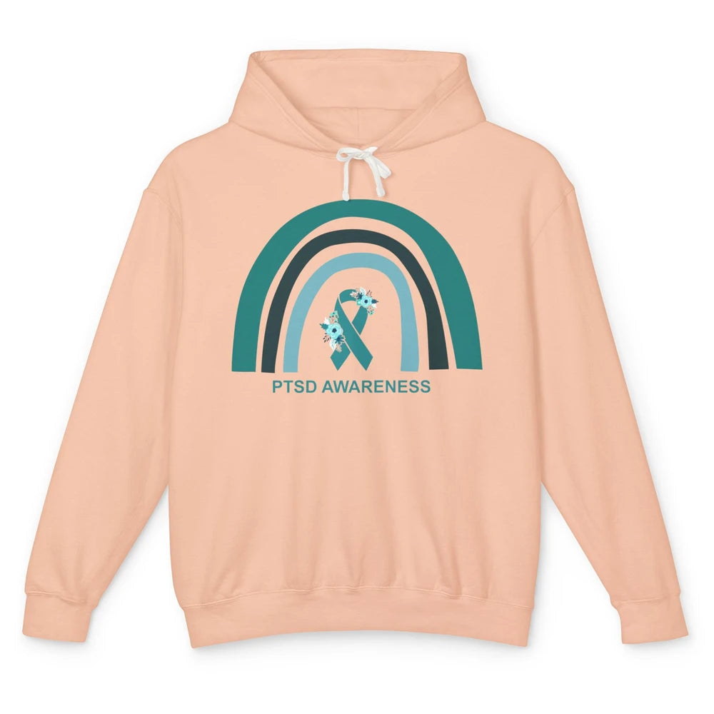 Post-traumatic Stress Disorder Awareness PTSD Teal Ribbon Unisex Lightweight Hoodie