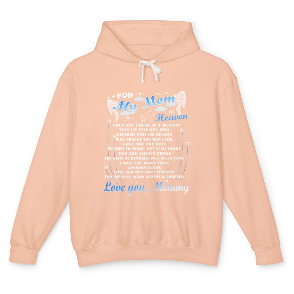 My Mom In Heaven Angel Wings Mother In Memories My Guardian Unisex Lightweight Hoodie