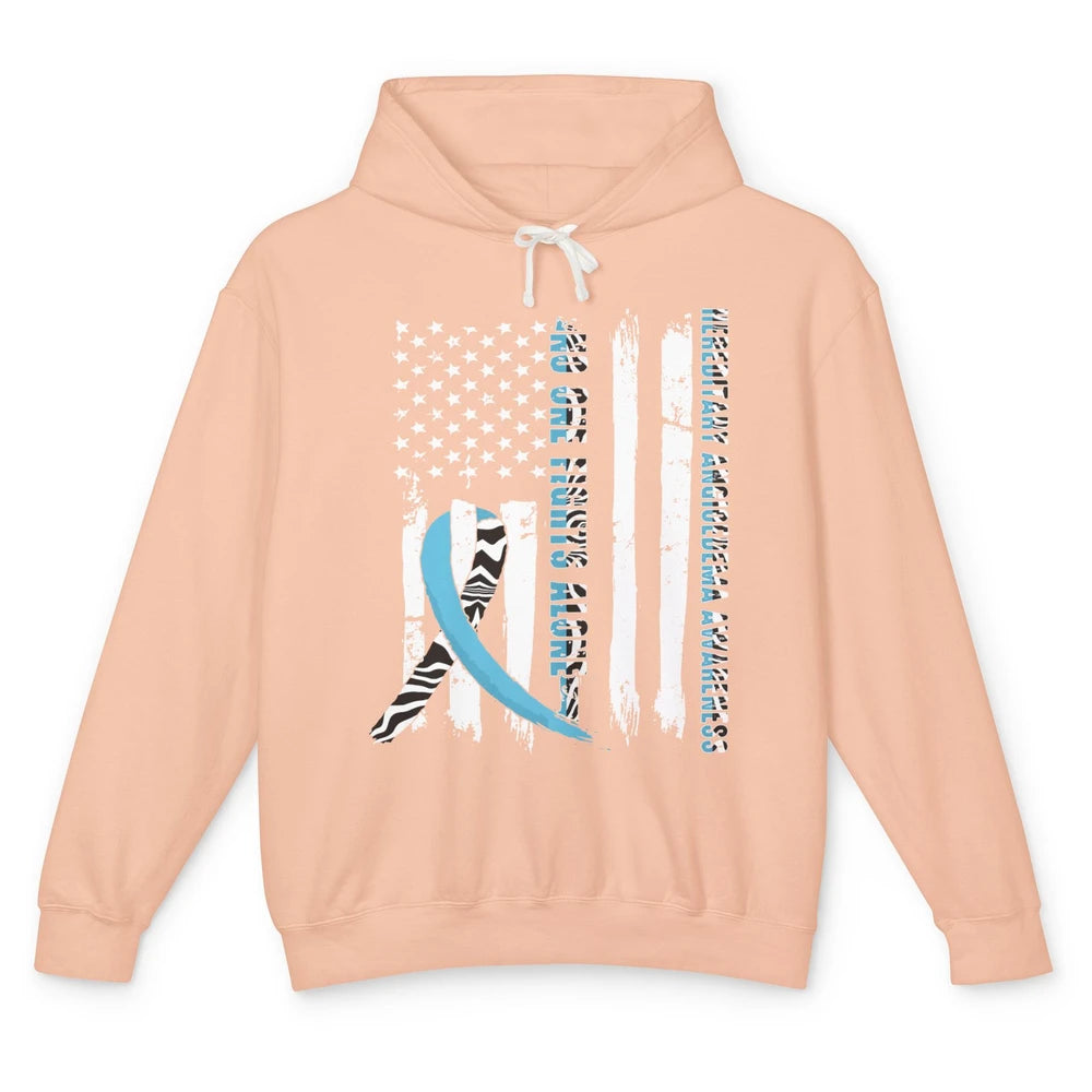 Retro Hereditary Angioedema No One Fight Alone Zebra Ribbon Unisex Lightweight Hoodie