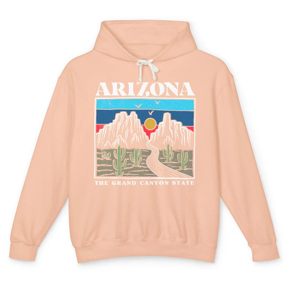 Retro Arizona Cactus Mountain The Grand Canyon State Hiking Unisex Lightweight Hoodie