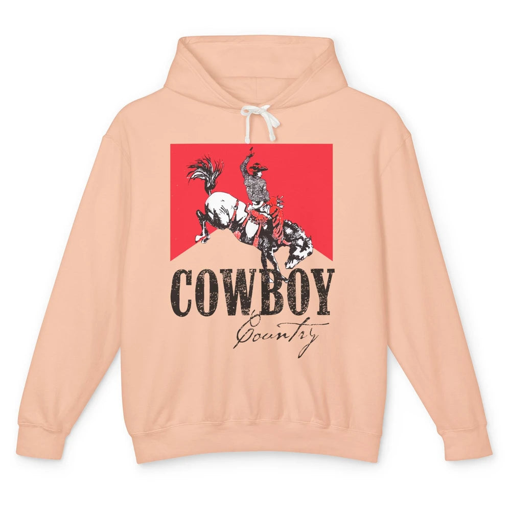 Retro Cowboy Country Horseback Western Country Cowgirl Gift Unisex Lightweight Hoodie