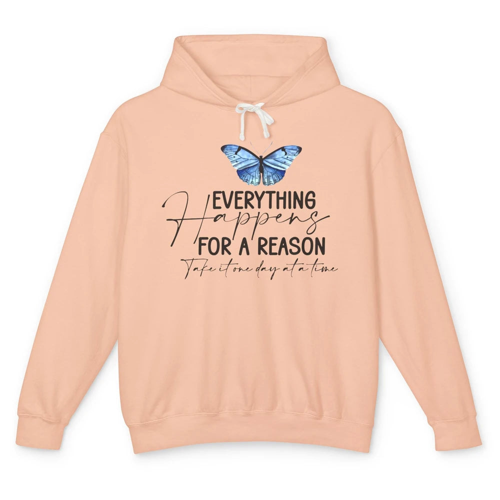 Retro Groovy Everything Happens For A Reason Inspirational Unisex Lightweight Hoodie