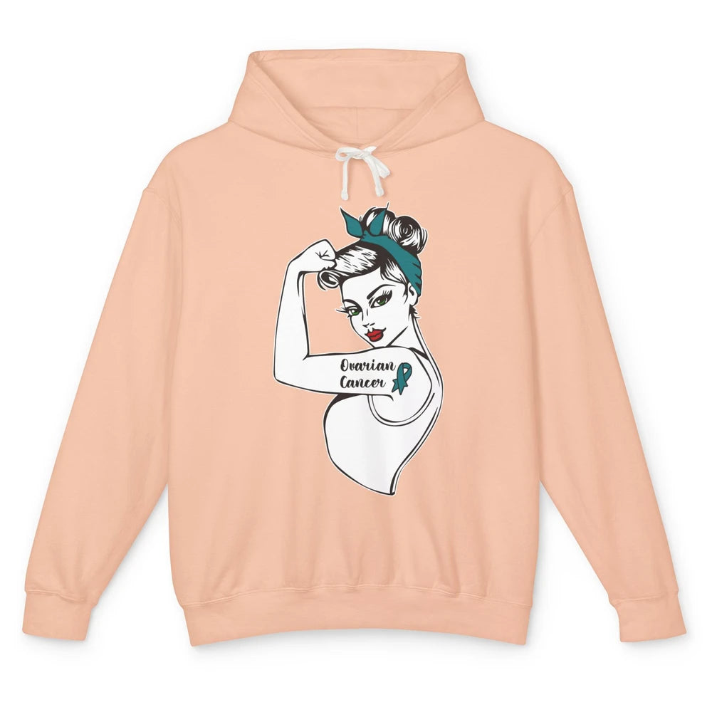 Ovarian Cancer Girl Power Women Bandana Cancer Warrior Unisex Lightweight Hoodie