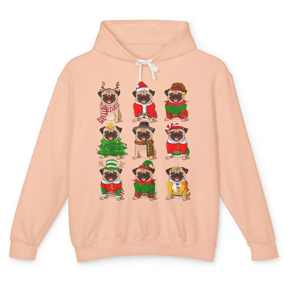 Pug Collection Christmas Santa Pug Dog Christmas Pugmas Unisex Lightweight Hoodie