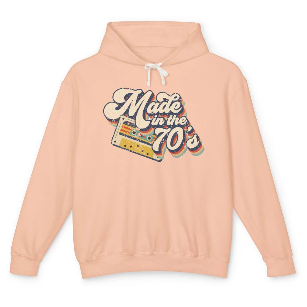 Retro Cassette Made In The 70's 1970s Born Birthday Day Gift Unisex Lightweight Hoodie